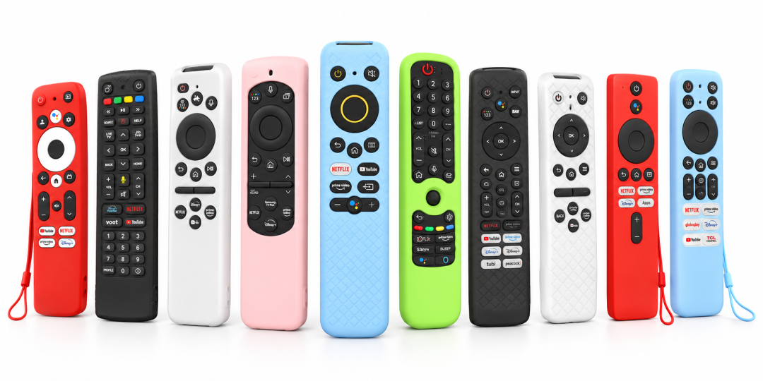 Colorful silicone covers for TV remotes in red, black, white, pink, blue and green &rarr;TV remote control silicone cover manufacturer